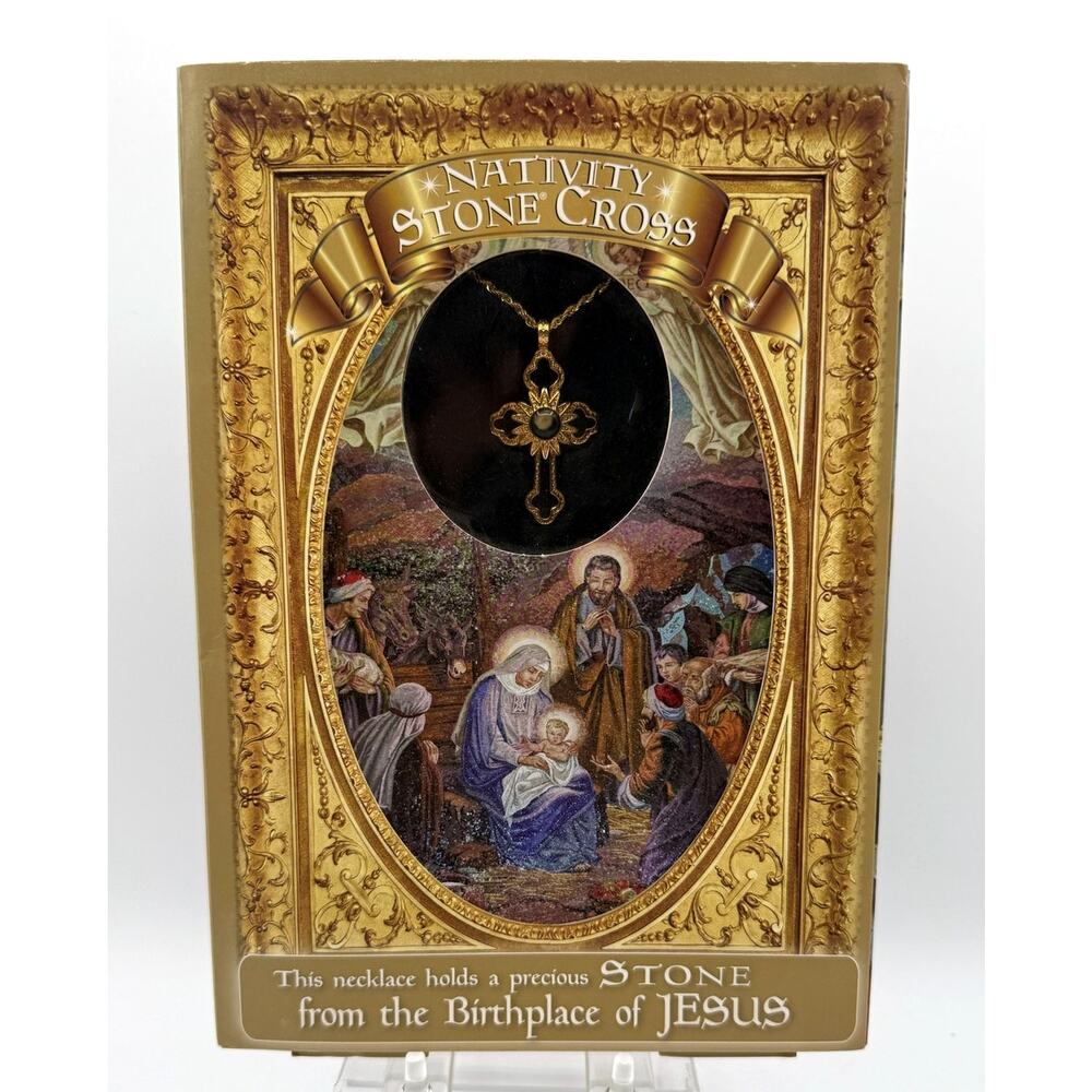 Nativity Stone Cross Necklace In Original Box